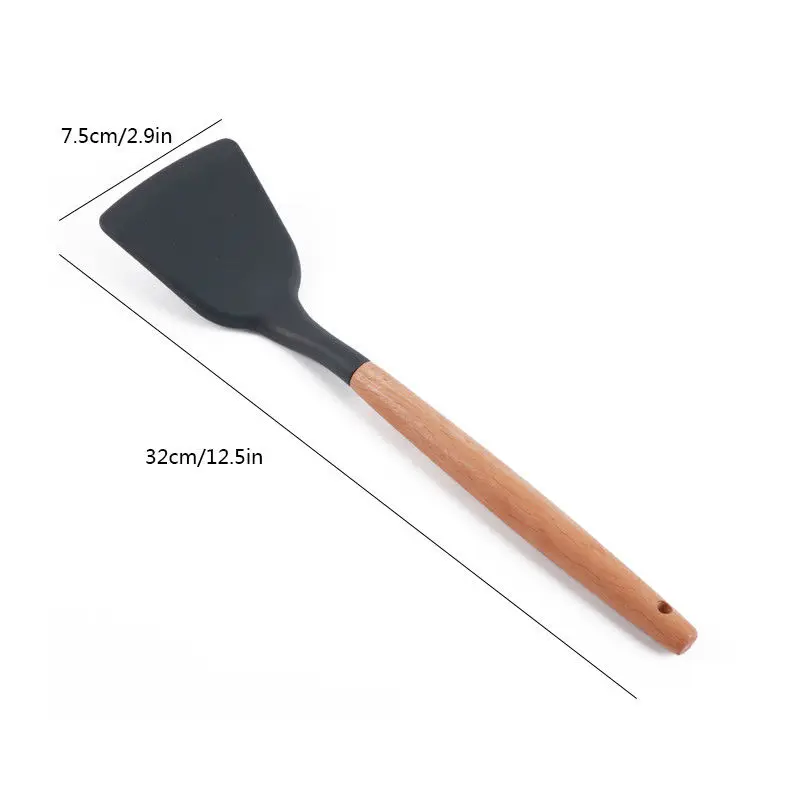 Silicone Kitchen Utensils Gadgets Wood handle Cooking Tools Kitchenware Set Spatula Shovel Spoon Home Kitchen Tools