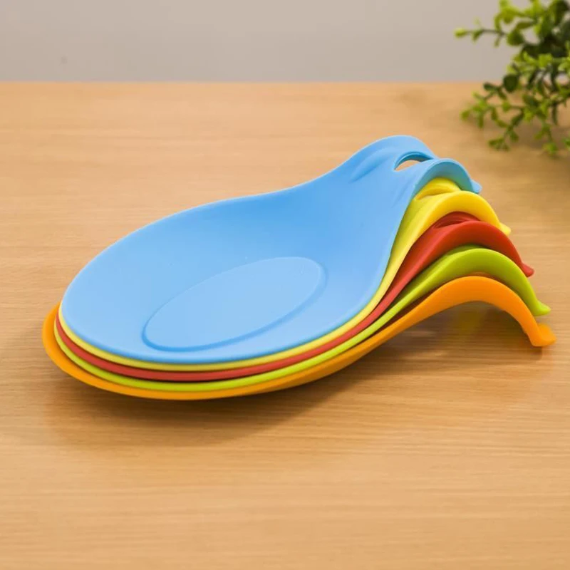 1pc Silicone Spoon Rest Heat Resistant Spatula Holder Tableware Placement Mat Kitchen Cooking Tools (7)