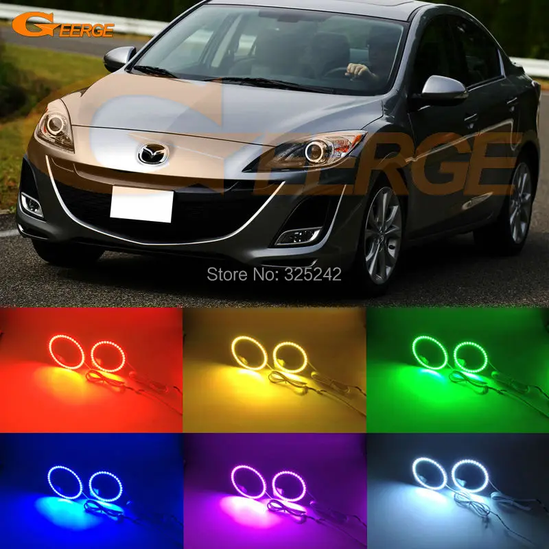 For mazda 3 mazda3 BL SP25 MPS 2009 2010 2011 2012 2013 Excellent Multi-Color Ultra bright RGB LED Angel Eyes kit for mazda 3 mazda3 bl sp25 mps 2009 2010 2011 2012 2013 excellent ultra bright illumination ccfl angel eyes kit