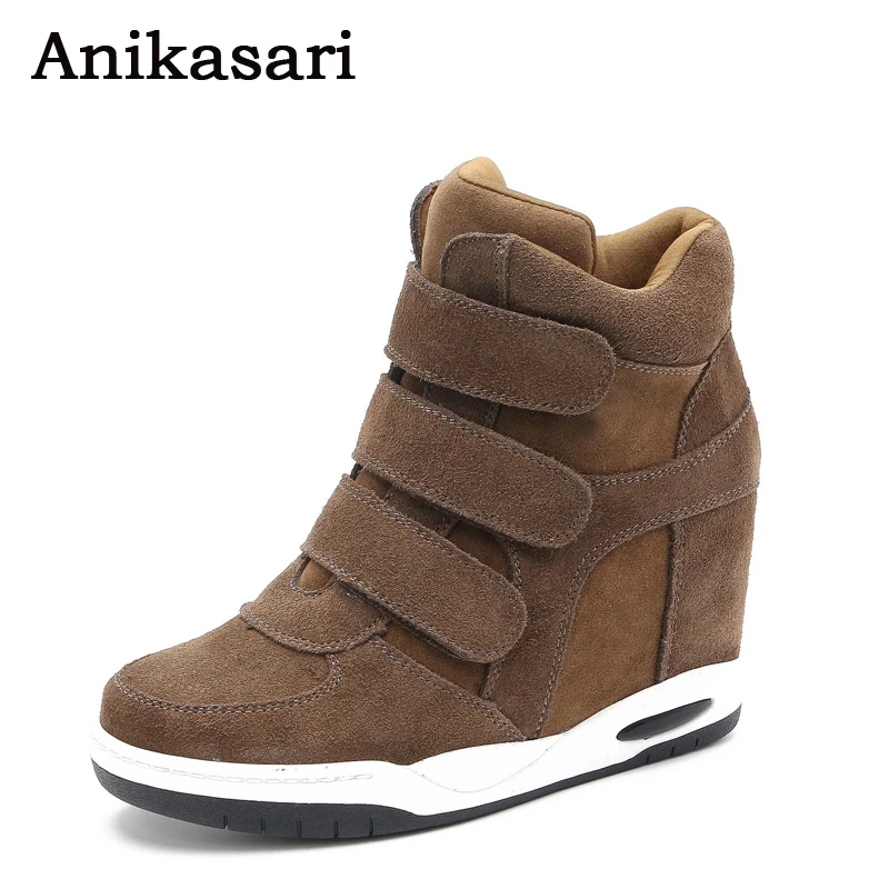 Genuino Deportivas Mujer Deporte Las Plataforma Arriba Zapatos Tobillo Zapatillas Casuales Botas Alta Cuñas De Cuero Brown Aumento Altura Mujeres qv7IvrwZ