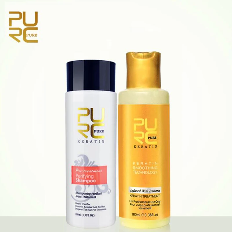 

PURC 8% Banana Flavored Brazilian Keratin Treatment Repair Straightening Butter Hair Repair Damage Dry Hair Shampoo Set