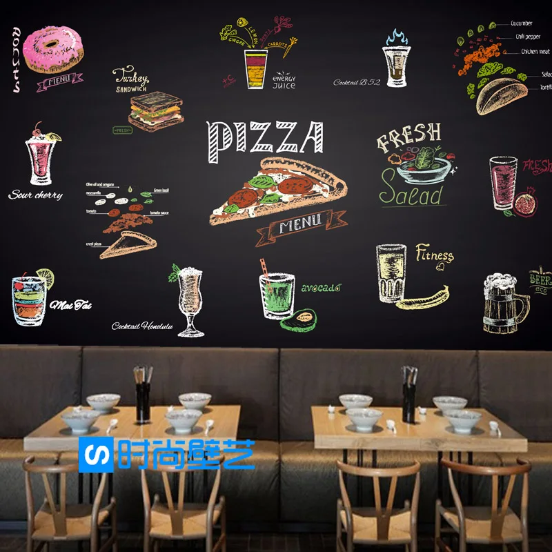 Us 1258 35 Di Scontopersonalizzato 3d Murale Carta Da Parati 3d Personalità Da Pranzo Pizza Ristorante Fast Food Burger Per Il Tempo Libero Bar