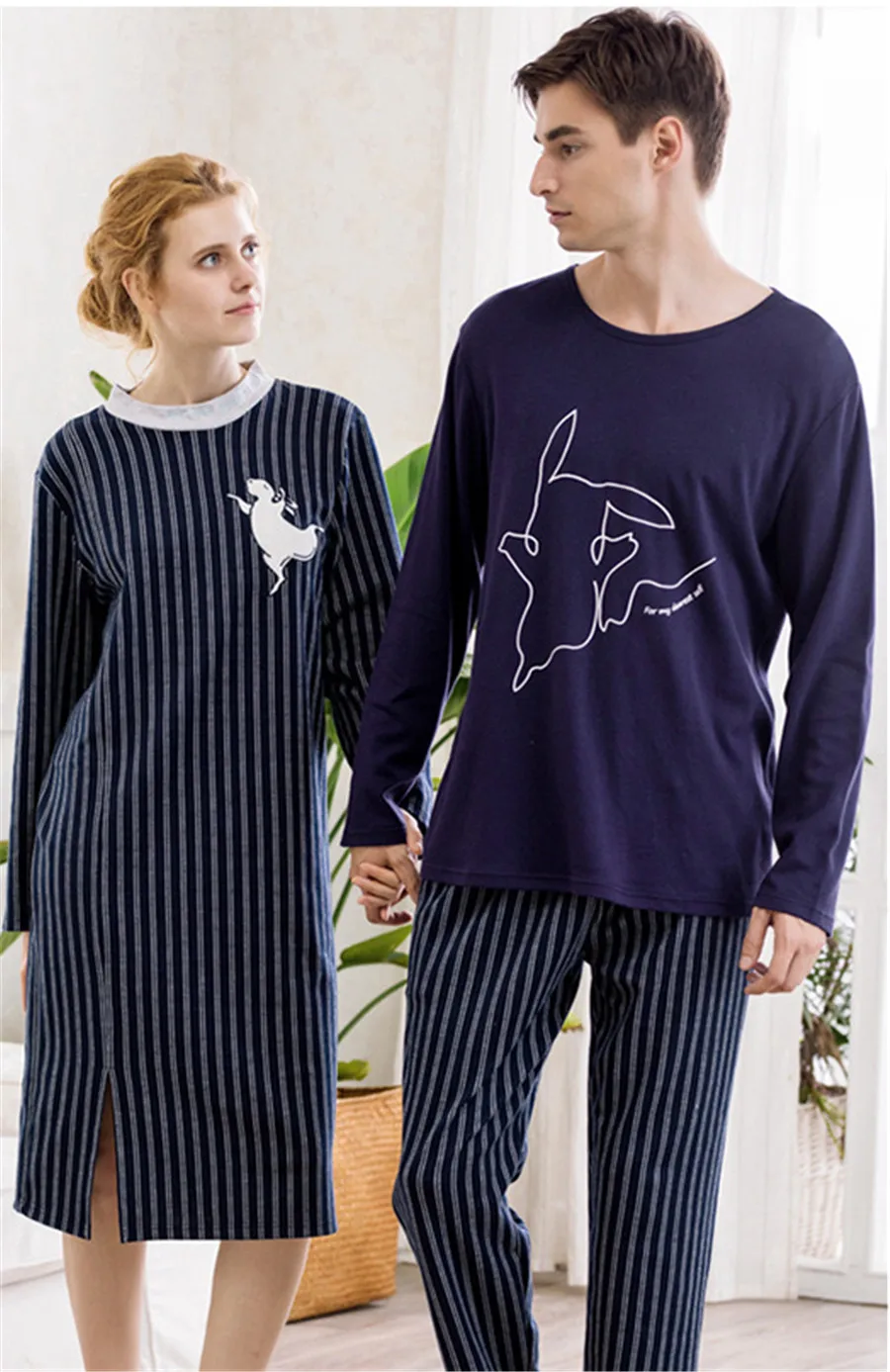 Для мужчин пижамы с длинными рукавами на осень Домашняя одежда тонкий хлопок пижама в полоску Для мужчин Lounge Pajama наборы плюс Размеры 3XL пара