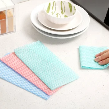 

80 Sheets/Pack Disposable Non-Woven Rags Washing Dish Towel Cloth Non-stick Wiping Rags Random Color Kitchen Cleaning