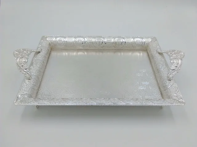43 27cm Rectangle Metal Silver Plated Serving Tray For Cake Pastry 43 27cm Rectangle Metal Silver Plated Serving Tray For Cake Pastry Desserts Cups Dish