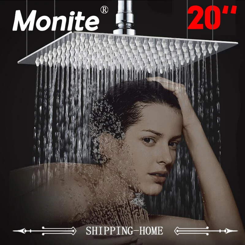 

20 Inch Shower Head Ceiling Square Stainless Steel Rainfall Shower Head Top Shower For Bathroom Rain Shower Head Sprinkler
