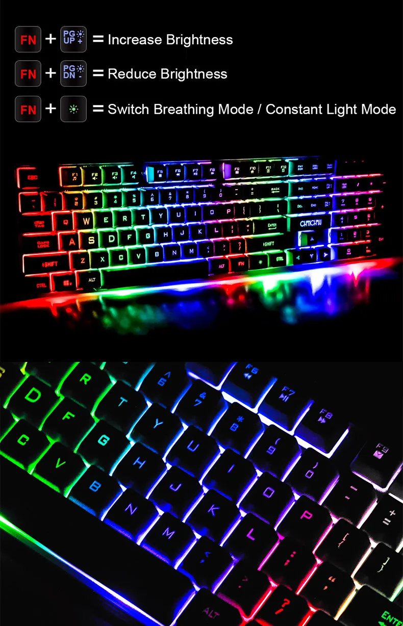 Проводная игровая клавиатура с подсветкой RU/ES/FR/HE раскладка стикер USB проводной компьютер Pro Gamer клавиатура игры механические ощущения