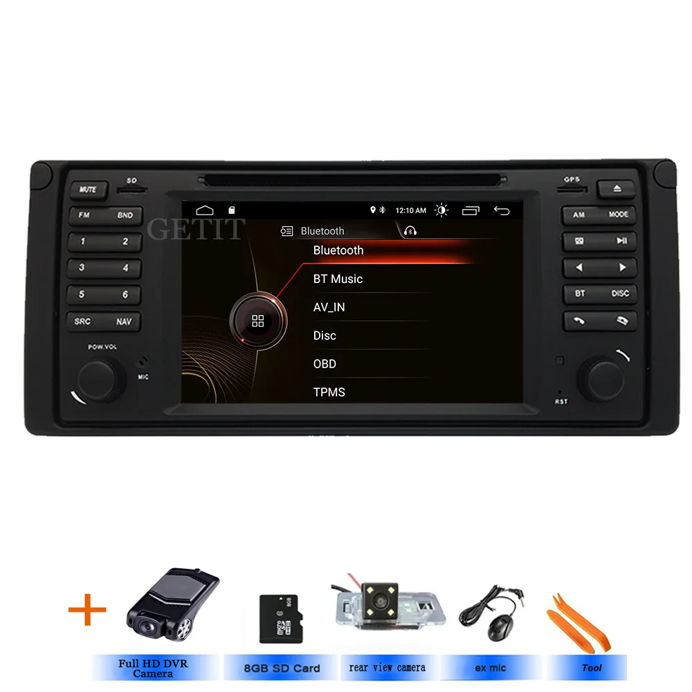 UI 1 din Android 10 автомобильный dvd-плеер для bmw E39 с gps Bluetooth Радио рулевое колесо управление камера карта - Цвет: 2G-Rear-DVR-SD Card