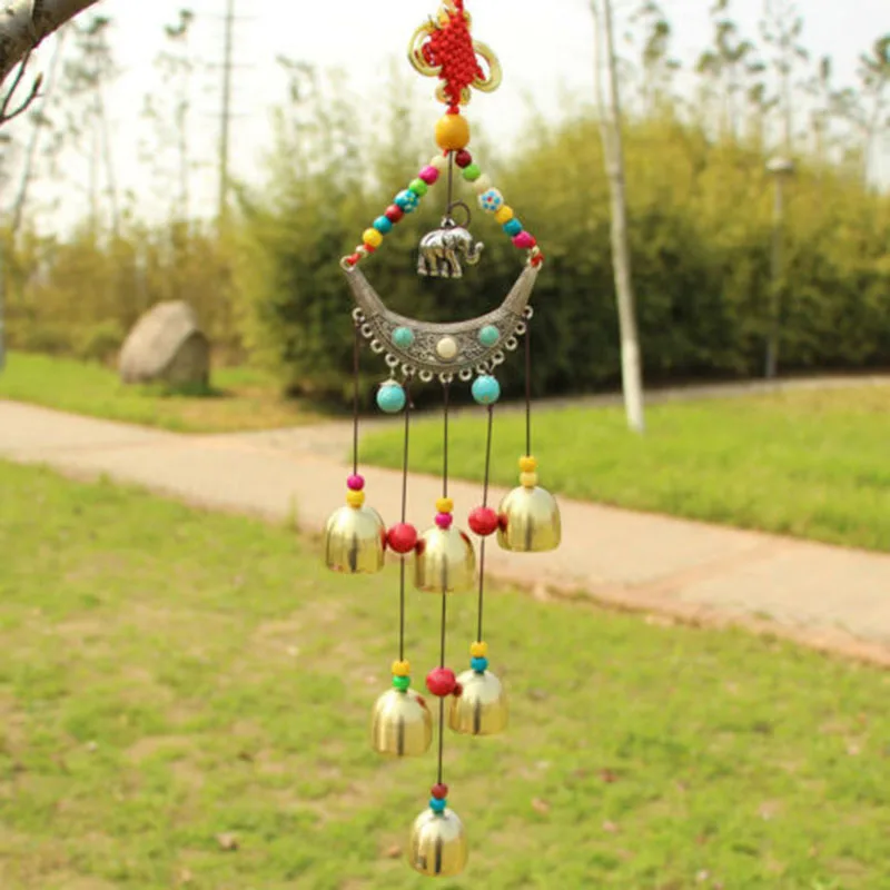 

Antique Elephant Wind Bells Chimes Gold Wall Hanging For Home Decor Ornament