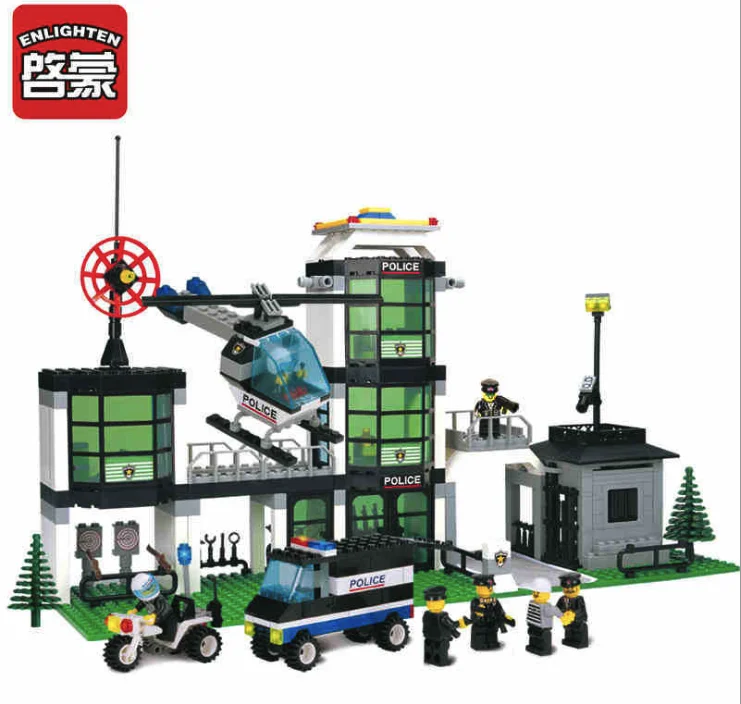 466pcs Building Blocks Police Headquarters Helicopter Toys