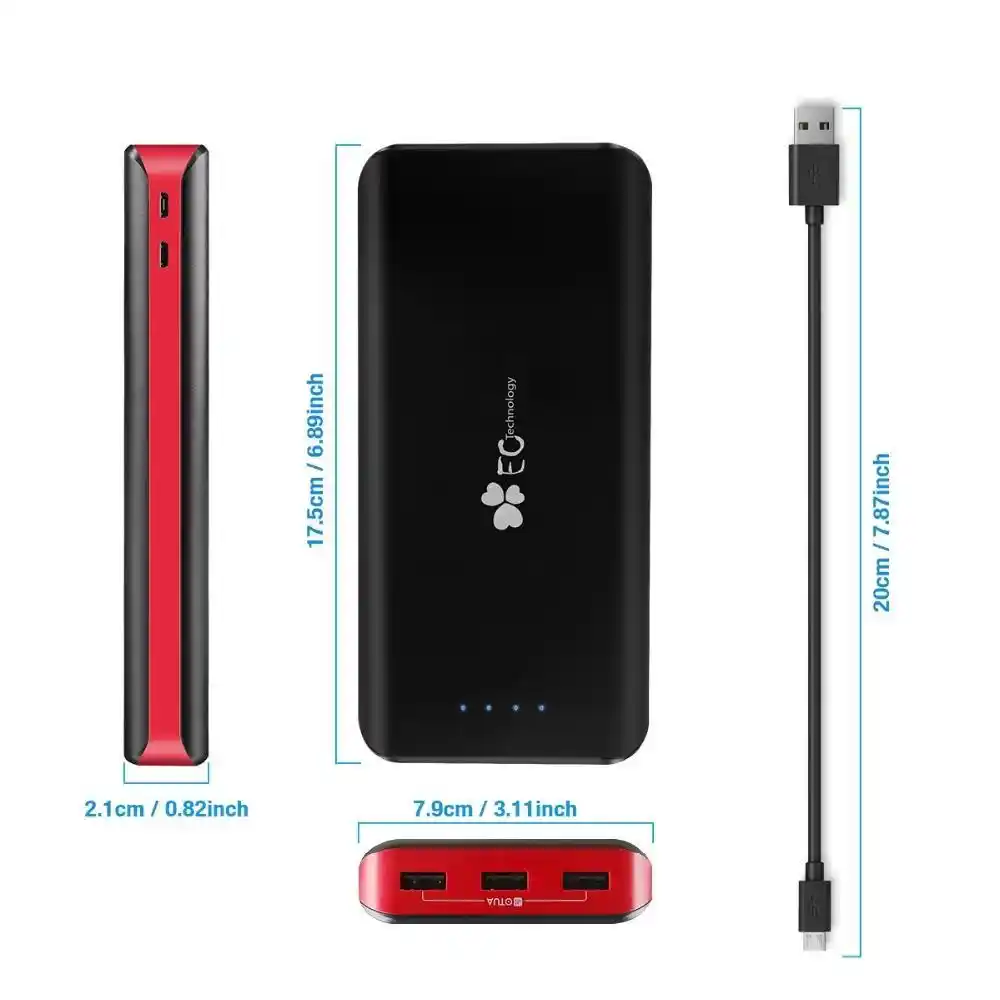 Ec Technology mah Power Bank 3usb Portable Charger Fast Charging Powerbank External Battery For Xiaomi Iphone Samsung Power Bank Aliexpress
