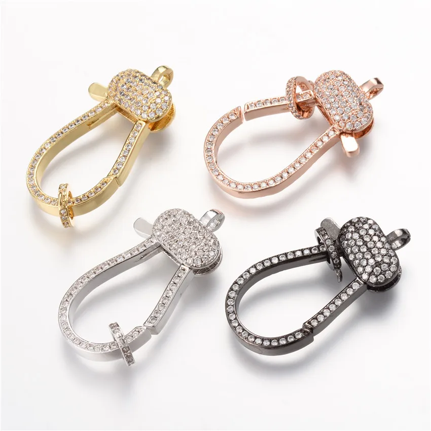 

Micro Pave Cubic Zirconia Oval Charm Lobster Clasp Connectors for Bracelet Necklace DIY Jewelry Making