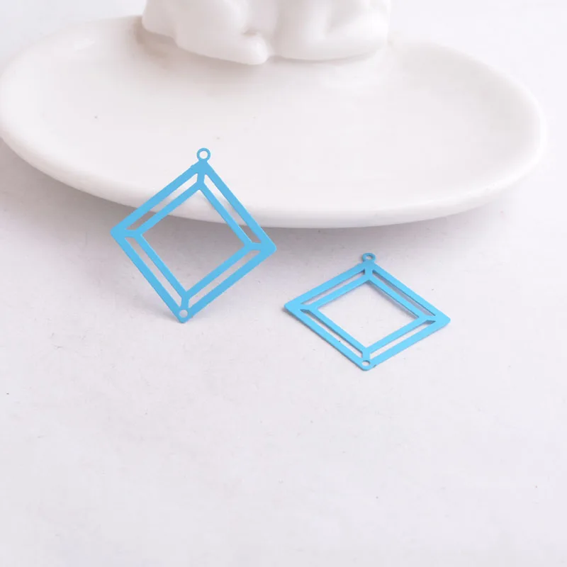 50 шт. AB4324 30*32 мм квадратные подвески латунь DIY кулон - Окраска металла: Turquoise Blue