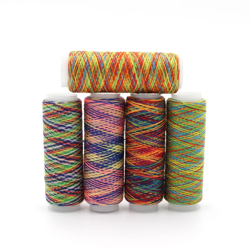 

5pcs/bag Durable Rainbow Color Sewing Machine Thread 110m/roll Sewing Lines DIY Sewing Craftwork Accessories Tool Set