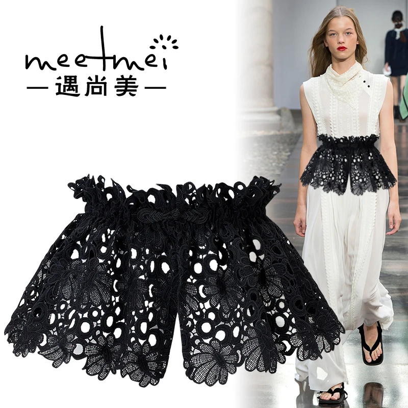 Новый Широкие пояса ремень Для женщин Мода Кружева Половина платье юбка талии широкий декоративные рубашка белый черный