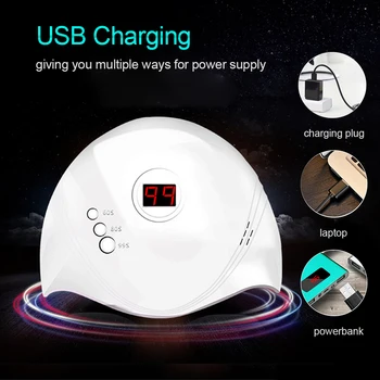 

36W Smart LED / UV Nail Lamp with LCD Screen 3 Timers USB Charging Nail Dryer Portable Curing Lamps Intelligent Fingernail & Toenail Gel Curing Tool