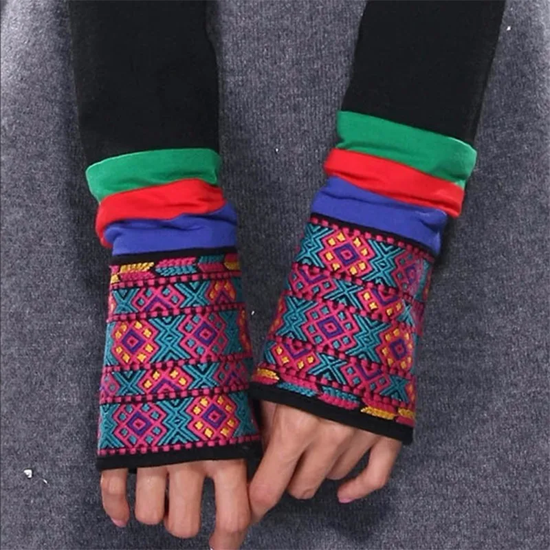 Винтажные тактические женские перчатки Harajuku Guantes в китайском стиле, женские перчатки с вышивкой на осень и зиму