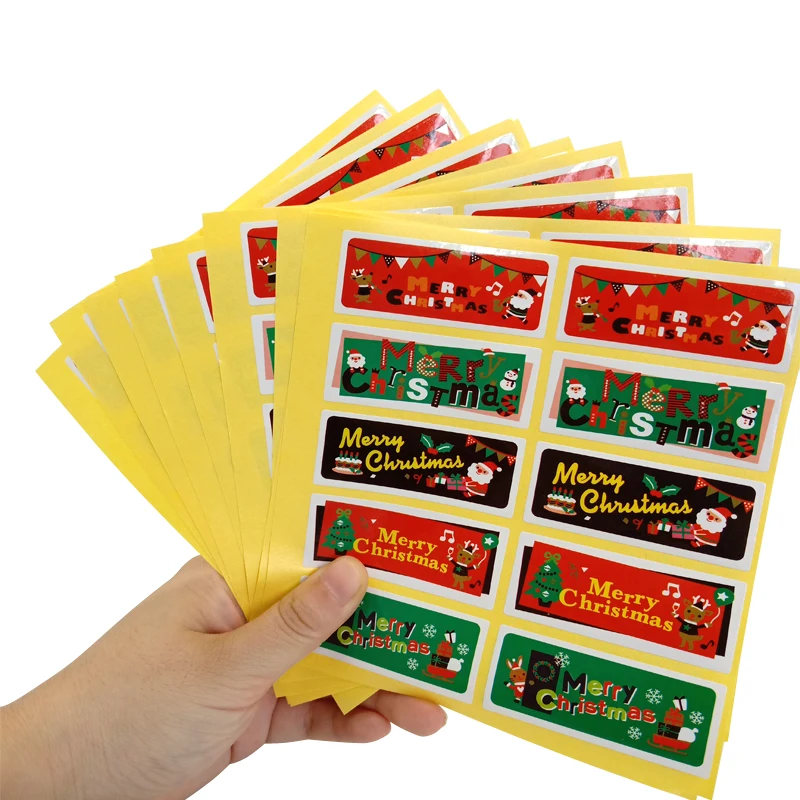 100pcs/lot Cute Santa Claus Snowman elk Merry Christmas Gift Kraft Sticker Labels Kitchen Sweets Party Seal Stickers