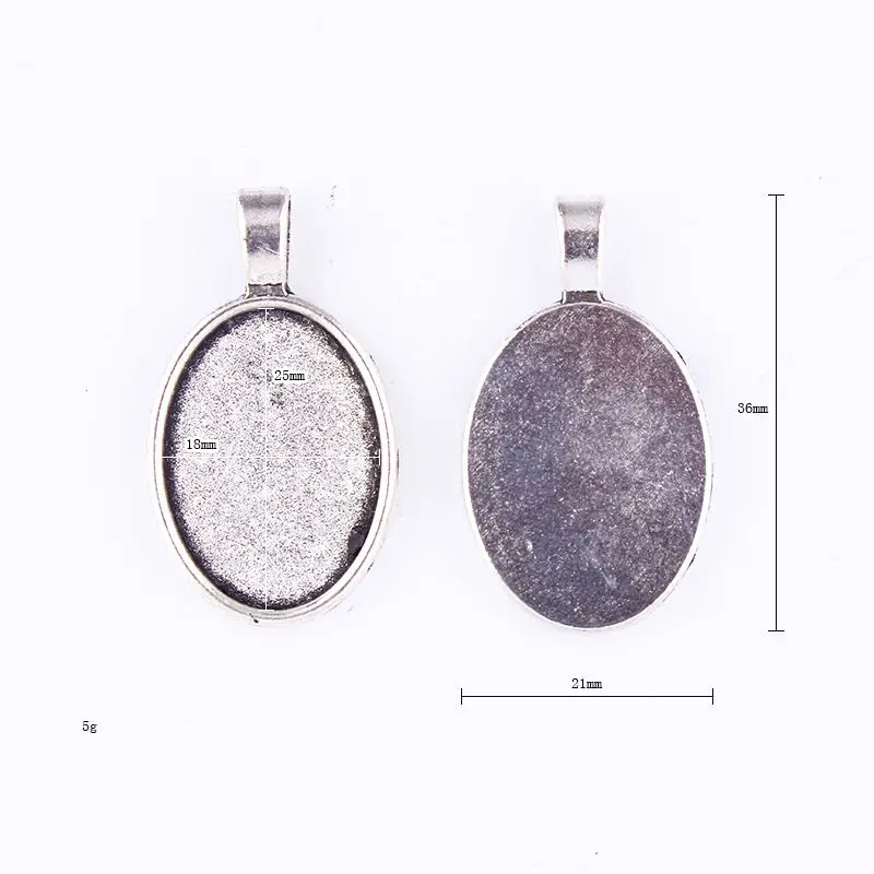 

Fit 25x18mm Pendant Single Loop Ellipse Antique Silver Pendants Setting CabochonCameo Base Tray Bezel Blank DIY Jewelry Finding