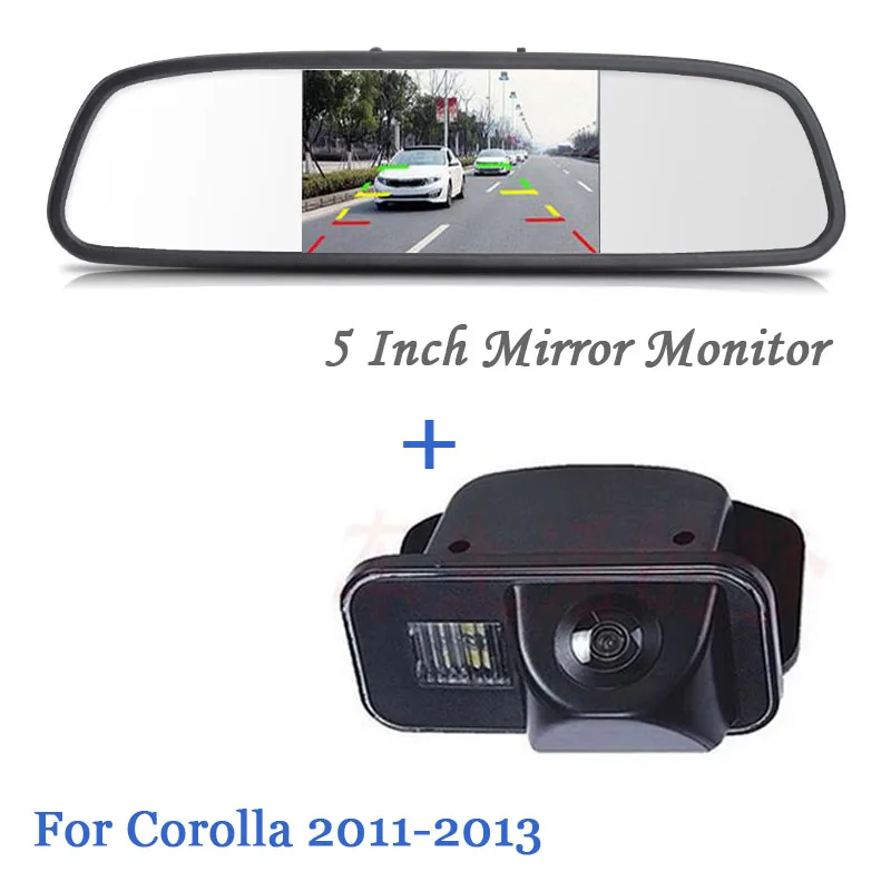 

5-Inch HD Rearview Car Mirror Monitor Video Input 800*480 12V with CCD Car Rear View Camera Parking Cam For Toyota/corolla