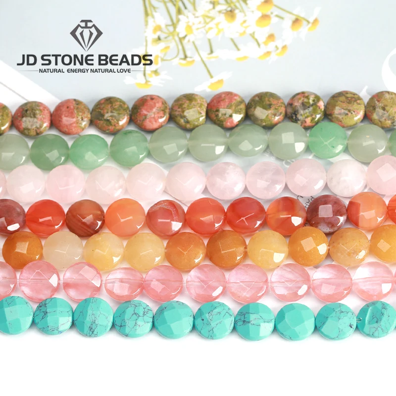 

Faceted Round Shape Natural Gemstone Agate stone Turquoise Semi-precious stone for Jewelry Making Necklace Bracelet Accessory