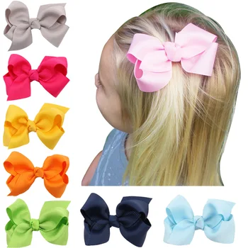 

1PCS Solid Hair Hand Weaving Bows Christmas Girls 20 colors Solid Grosgrain Ribbon Hair Bow Kids Boutuique Hair Accessories 2017