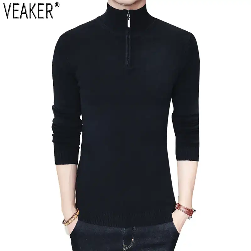 zip up turtleneck sweater mens