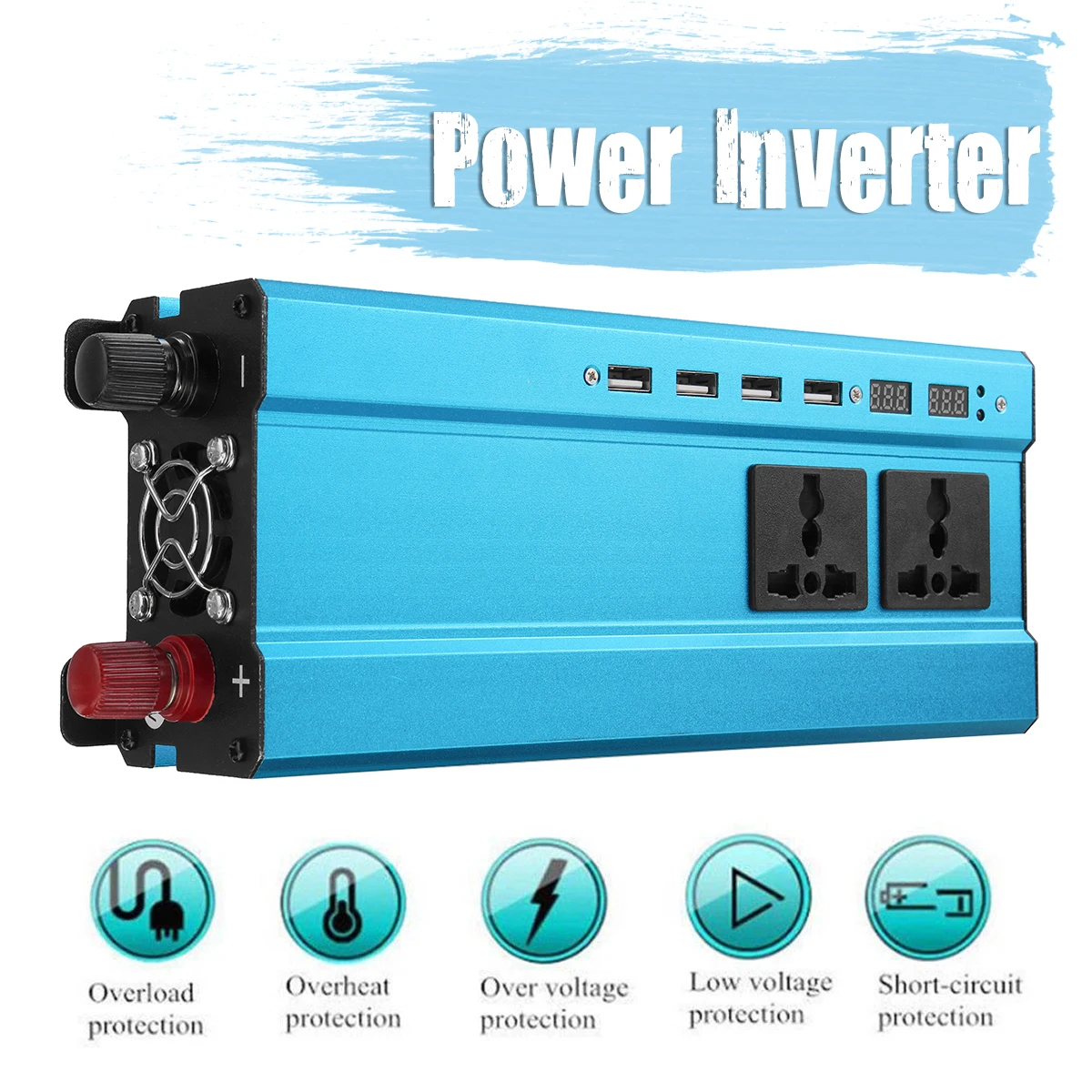 

5000W P eak Power Car Inverter Converter 12V 220V DC-AC Solar Sine Wave Inverter LED Display Transformer For Car Charger 5000W
