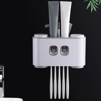 

Free Shipping Bathroom Automatic Toothpaste Squeezers Toothbrush Holder Wall Mount Stand Bathroom Accessories Set