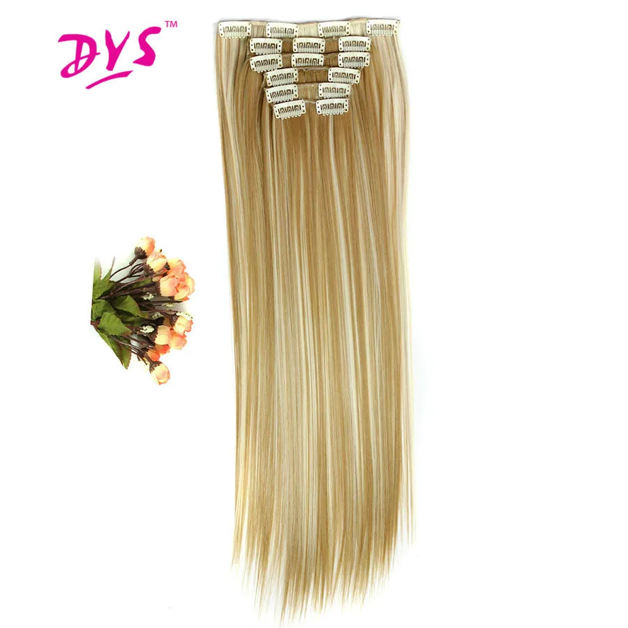 Deyngs 16clips/piece Long Straight Natural Fake Hair Synthetic Hair Extention 24inch Clip In Women Hair Pieces High Temperature Deyngs 16clips/piece Long Straight Natural Fake Hair Synthetic Hair Extention 24inch Clip In Women Hair Pieces High Temperature