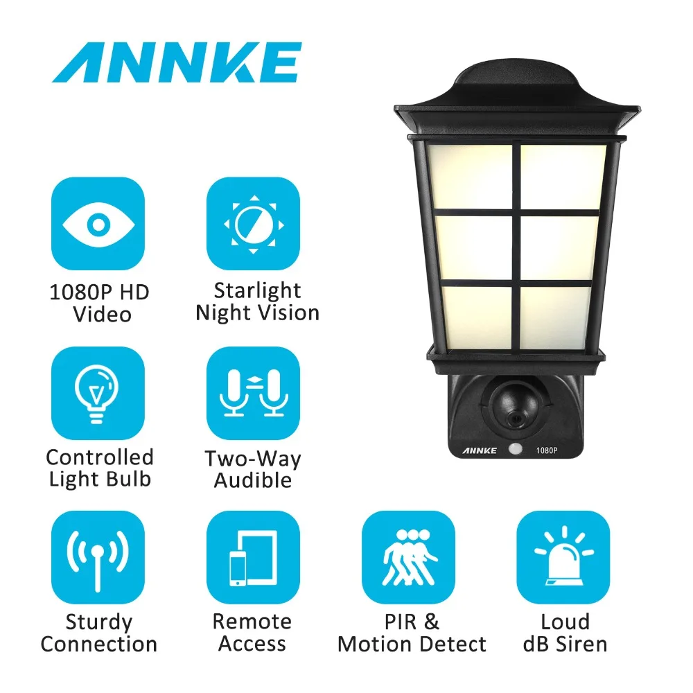 ANNKE Latest 1080P 2MP HD 2 4G Wifi Smart Lamp Hidden Courtyard Light Camera Remote Access