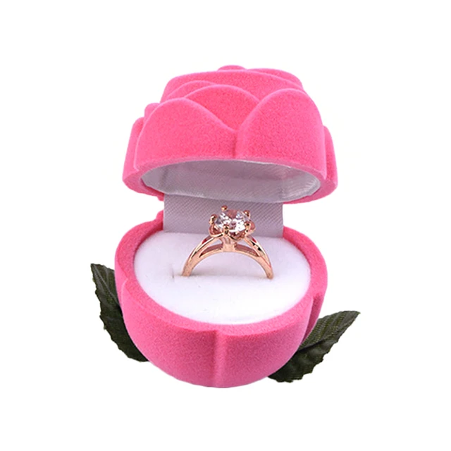 Red Rose Ring Box Wedding Originality Gift Box Valentines Engagement