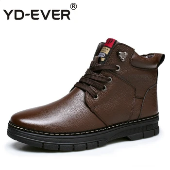 

Men Shoes Fashion Warm Fur Winter Men Boots Genuine Leather Snow Ankle Boots for Man Footwear New Casual Shoes Men Fashion