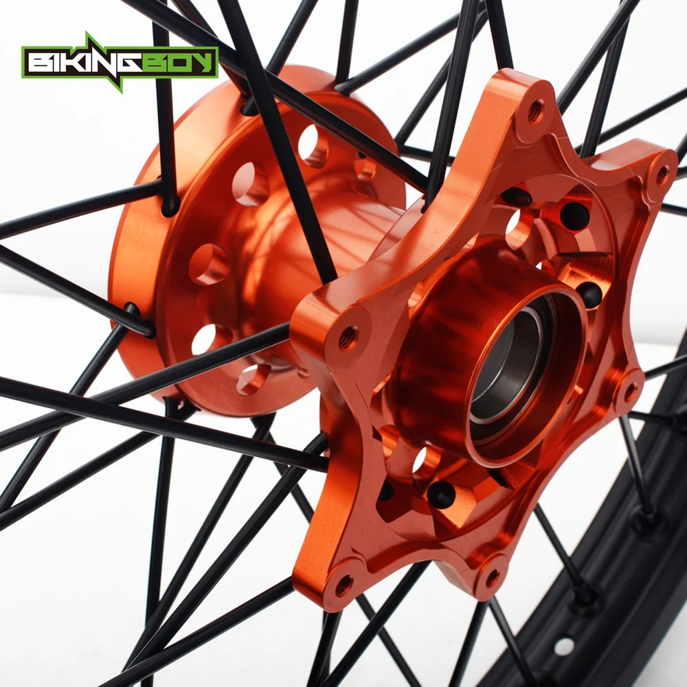 BIKINGBOY 2" 18" для KTM колеса комплект оранжевый концентратор обода SX SXF 125-530 150 200 300 350 450 500 03 04 05 06 07 08 09 10 11 12 13 14