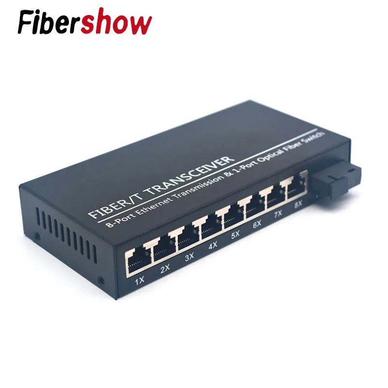 

Gigabit Ethernet switch Fiber Optical Media Converter Single Mode 8 RJ45 1 SC fiber Port 1G8E 10/100/1000M