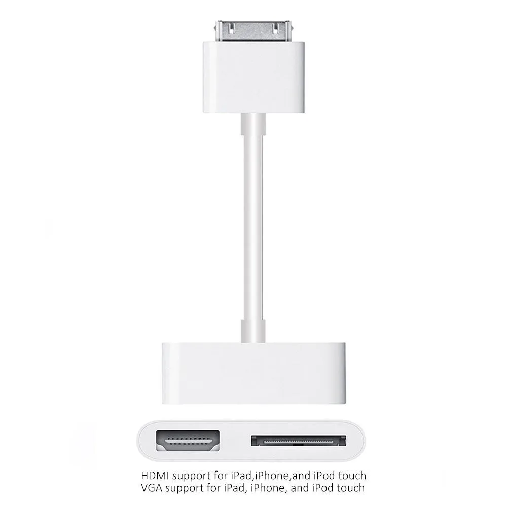 1080P Док станция разъем HDMI HDTV ТВ адаптер кабель для Apple iPad 2 3 iPhone 4 4S iPod|adapter cable|tv
