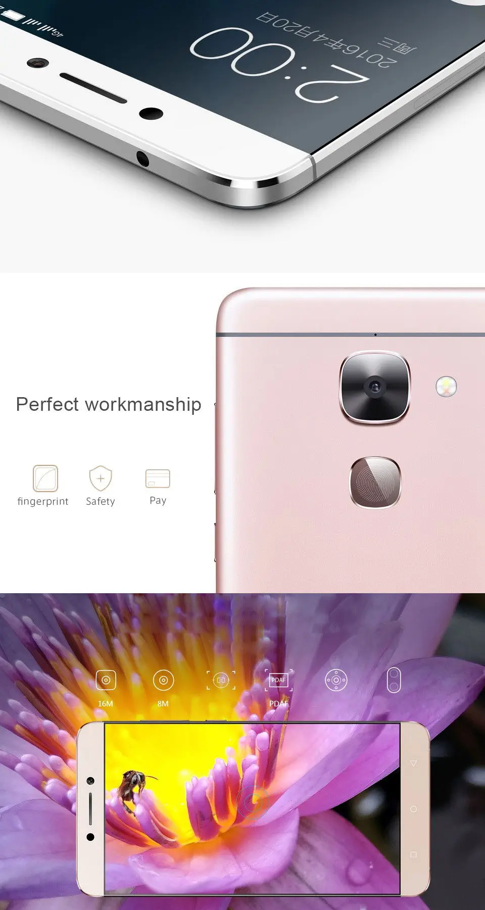 5," Letv LeEco Le 2X520 Мобильный телефон Snapdragon 652 Восьмиядерный мобильный телефон 3 ГБ 32 ГБ 1920x1080 16 Мп Android отпечаток пальца