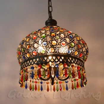

Modern Bohemia Vintage Fashion LED Colorful K9 Crystal Pendant Lamp Bronze Decoration Fixture Lights Luxury Chandeliers Light