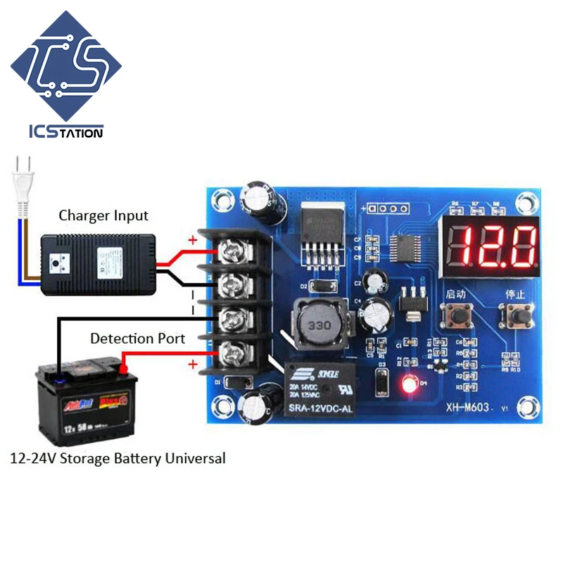 

Battery Charging Protection Switch Automatic ON/OFF 12-24V Board Free Shipping! XH-M603 Lithium Battery Charging Control Module
