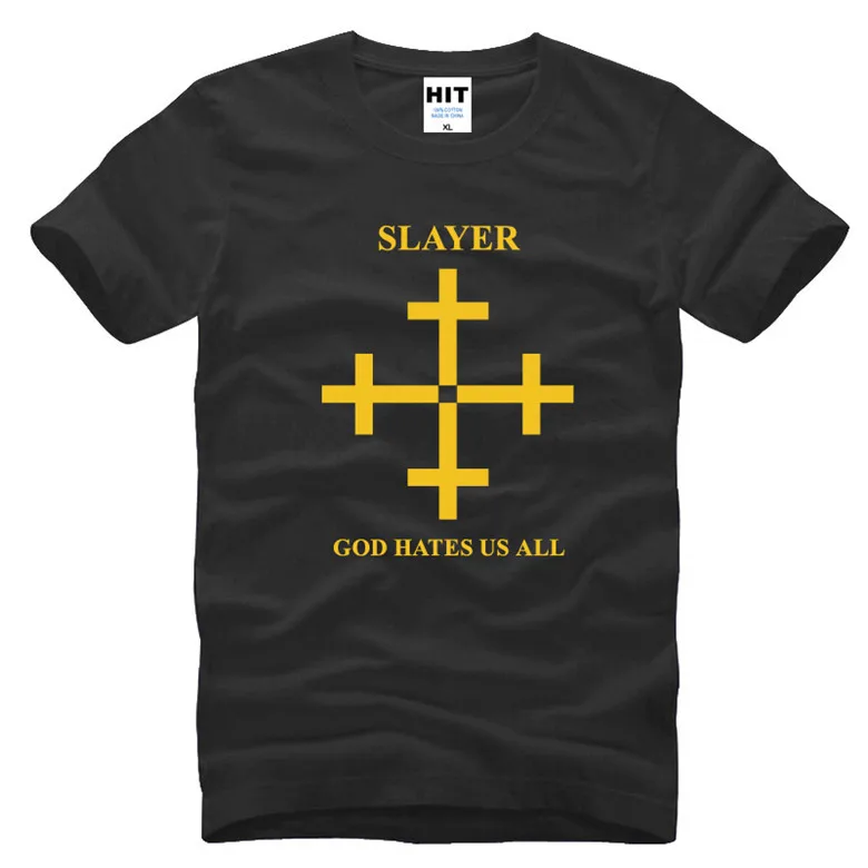 Slayer God Hate Us All Metal Мужская футболка с рок-музыкой, новинка, хлопковая футболка с коротким рукавом и круглым вырезом, Повседневная футболка - Цвет: HEY HUAT