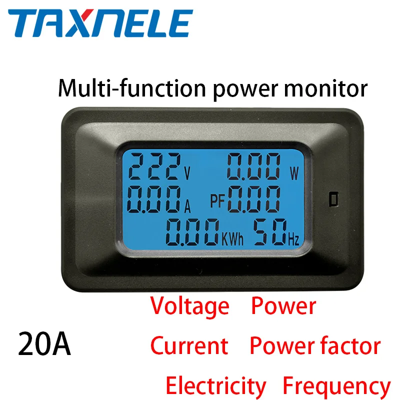 Многофункциональный монитор питания 20A 100A цифровой AC 110~ 220V напряжение тока монитор мощности коэффициент мощности частота счетчик энергии