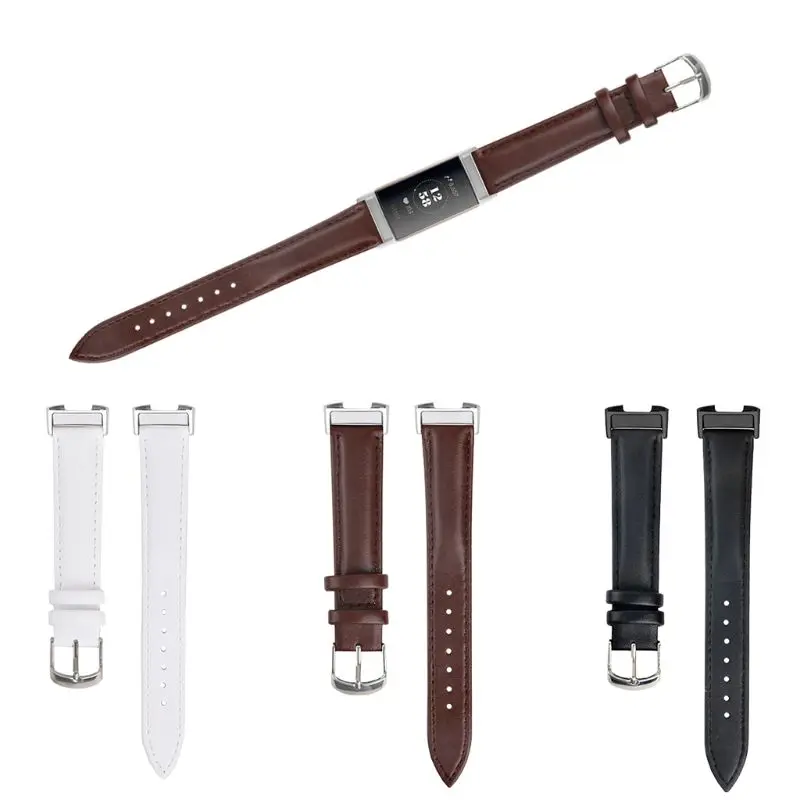 

Leather Wristband Watch Band Wrist Strap Bracelet Replacement Accessories for Fit bit Charge 3 Smartwatch