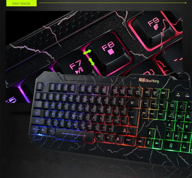 104 keys wired usb gaming computer keyboard piano light up