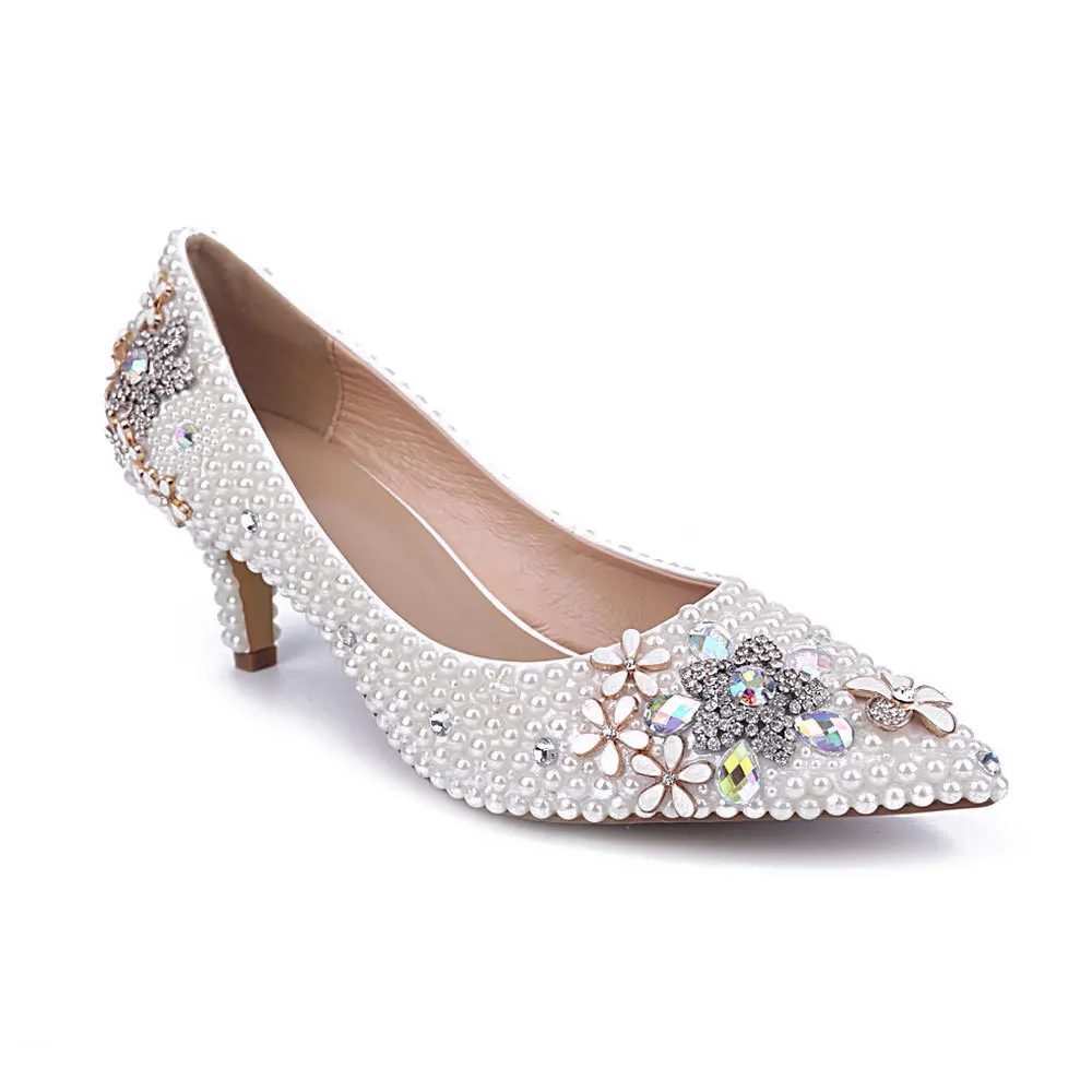 

MA0432 New Fashion White Pearl Starfish Banquet Wedding Pumps High-heeled Women's Shoes