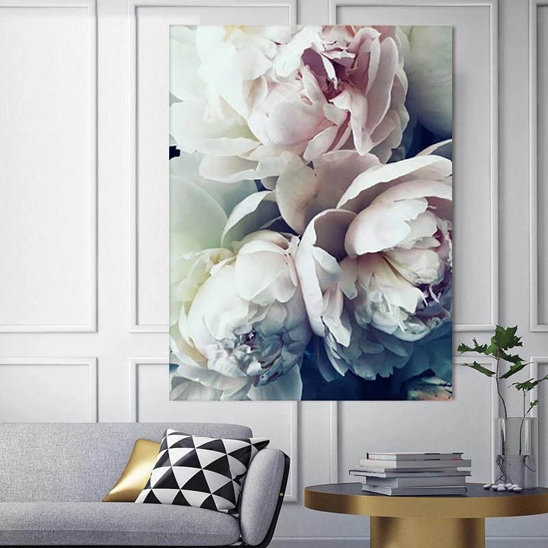 

LZN Canvas Wall Art Poster and Print Painting Flower Decoration Abstract Bloom Peony Nordic Canvas Picture for Living Room Decor
