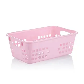 

Plastic Rectangular Storage Trays Hollow Out Baskets Organizer Vegetable Holder (Pink)