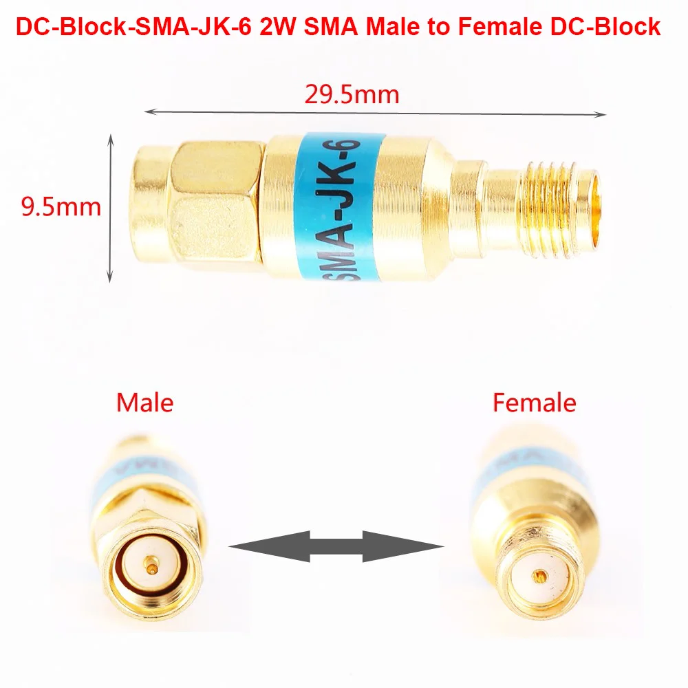 2 Вт SMA мужчин и женщин DC-Block DC-6.0GHz 50 Ом RF коаксиальный блок SWR 1,2 DC блокатор разъем - Цвет: 0-6.0GHz 2W SMA Male