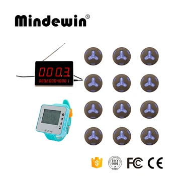 

Mindewin Wireless Calling Systems For Kitchen, Hospital, KTV, Coffee Shop, 12 Pagers Bells +1 Wrist Watch +1 Display Receiver