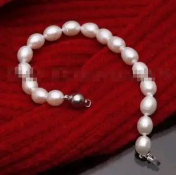 

FREE SHIPPING HOT sell new Style >>>> AA 8-9mm white oval fresh water akoya bracelets 7"