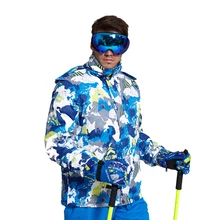 Ветрозащитный Теплый Лыжный жакет зимняя верхняя спортивная одежда Высокое качество красочные с капюшоном лыжное пальто Сноубординг Лыжная одежда для мужчин